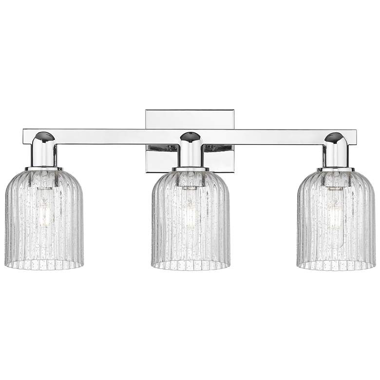 Image 1 Bridal Veil 24"W 3 Light Polished Chrome Bath Light With Seedy Shade