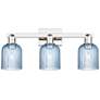 1_Bridal Veil 24"W 3 Light Polished Nickel Bath Light With Blue Shade