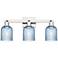 Bridal Veil 24"W 3 Light Polished Nickel Bath Light With Blue Shade