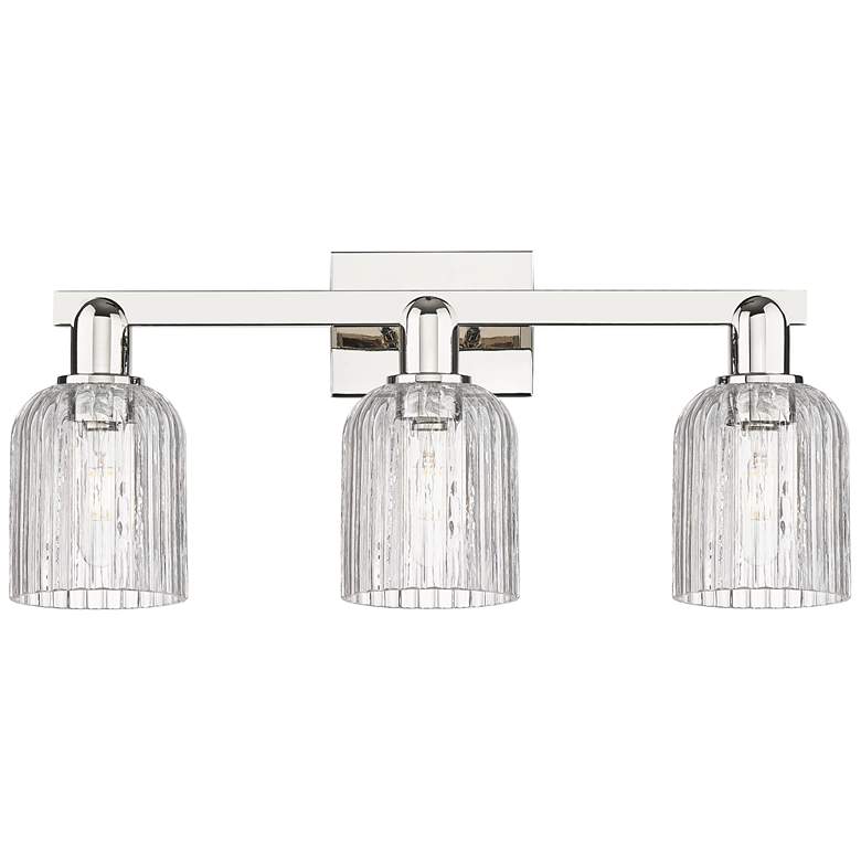 Image 1 Bridal Veil 24"W 3 Light Polished Nickel Bath Light With Clear Shade