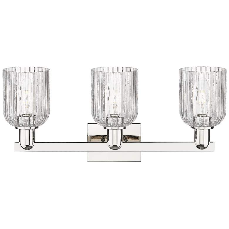 Image 2 Bridal Veil 24"W 3 Light Polished Nickel Bath Light With Clear Shade more views