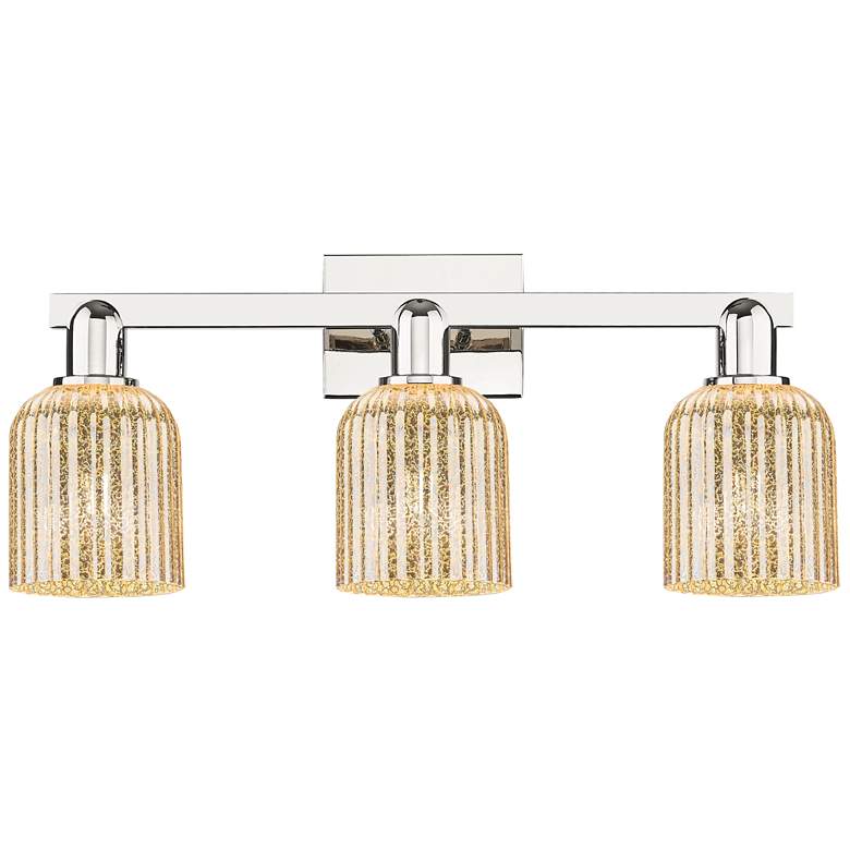 Image 1 Bridal Veil 24"W 3 Light Polished Nickel Bath Light With Mercury Shade