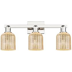 Bridal Veil 24"W 3 Light Polished Nickel Bath Light With Mercury Shade