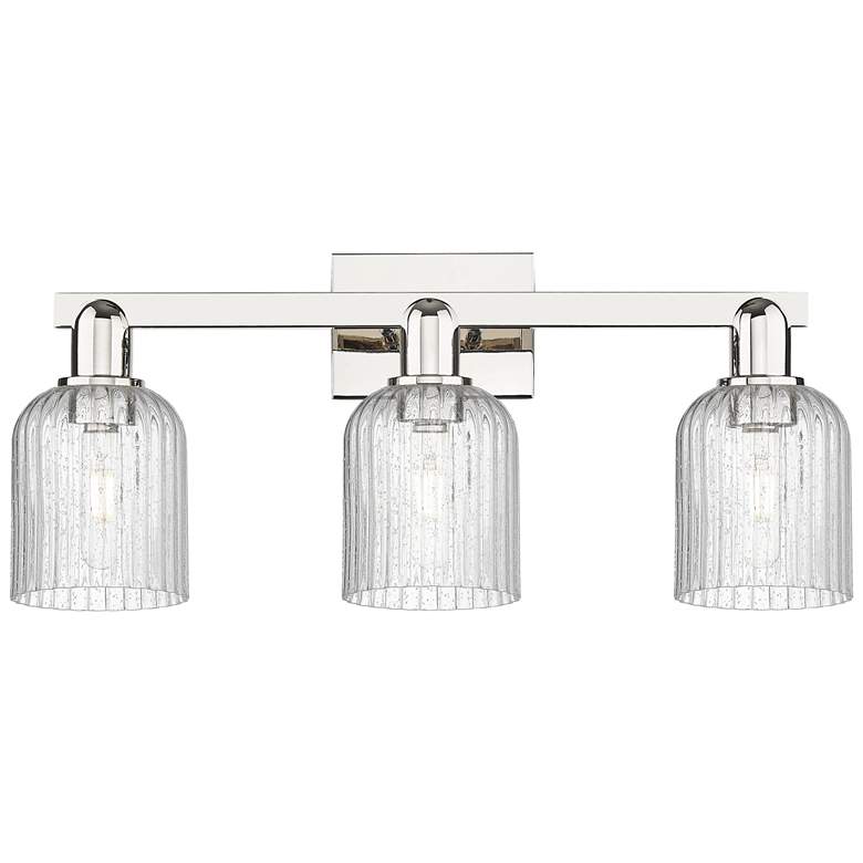 Image 1 Bridal Veil 24"W 3 Light Polished Nickel Bath Light With Seedy Shade