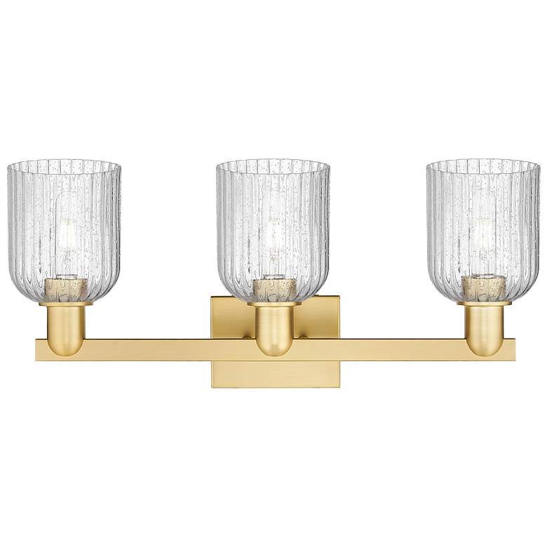 Image 2 Bridal Veil 24"W 3 Light Satin Gold Bath Vanity Light With Seedy Shade more views