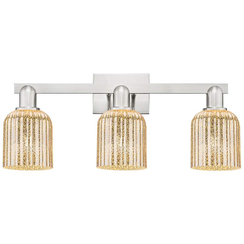 Image 1 Bridal Veil 24"W 3 Light Satin Nickel Bath Light w/ Mercury Shade