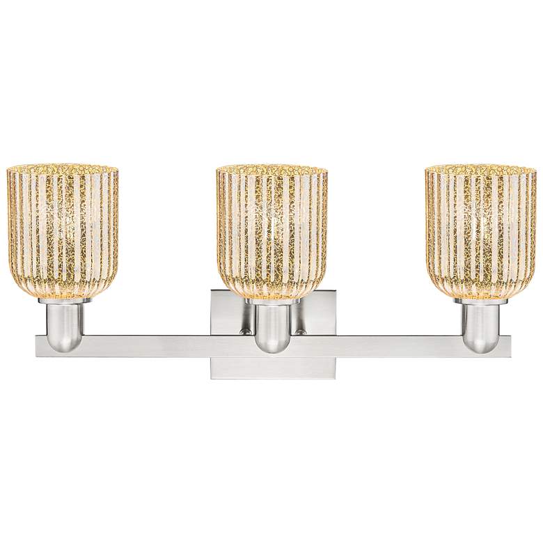 Image 2 Bridal Veil 24"W 3 Light Satin Nickel Bath Light w/ Mercury Shade more views