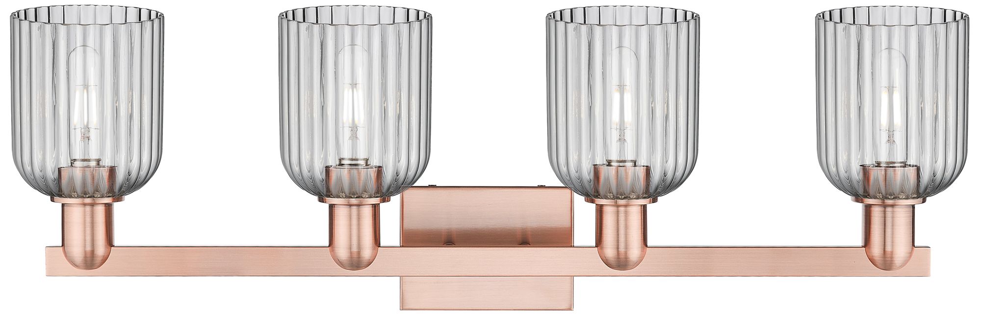 Image 2 Bridal Veil 32"W 4 Light Copper Bath Light With Light Smoke Shade more views