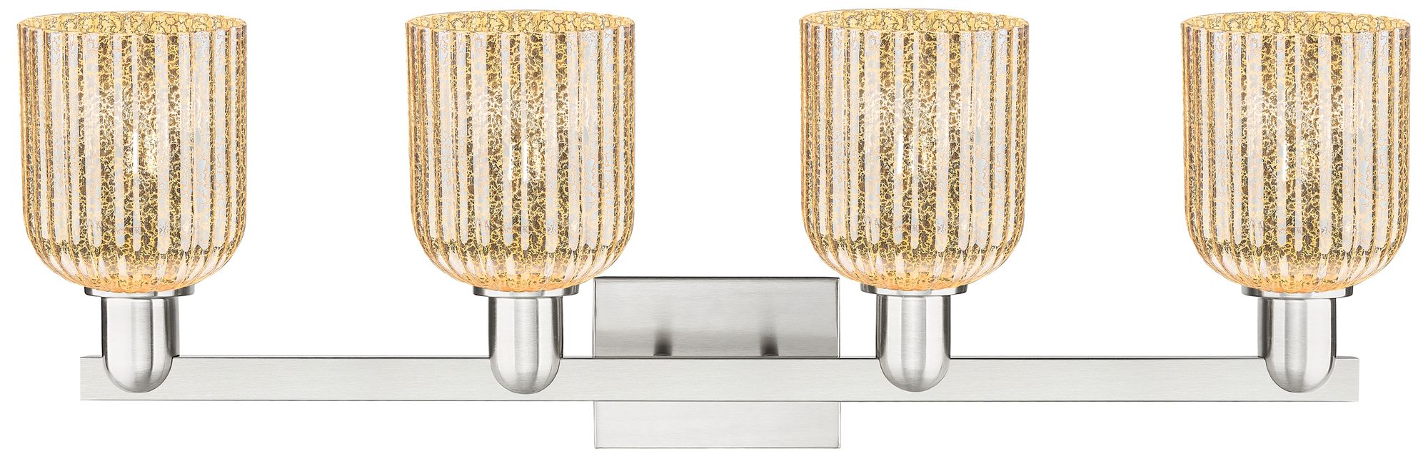 Image 2 Bridal Veil 32"W 4 Light Satin Nickel Bath Light w/ Mercury Shade more views