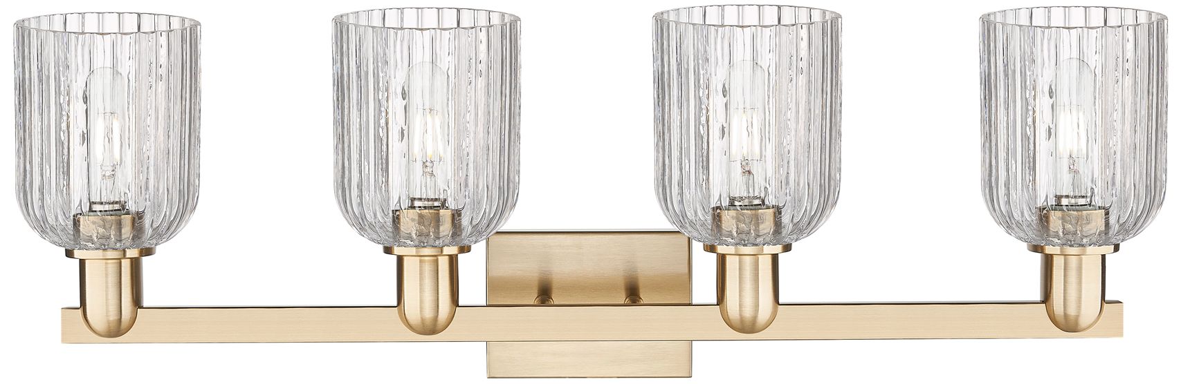 Image 2 Bridal Veil 32"W Bronze 4-Light Bath Light w/ Clear Glass more views