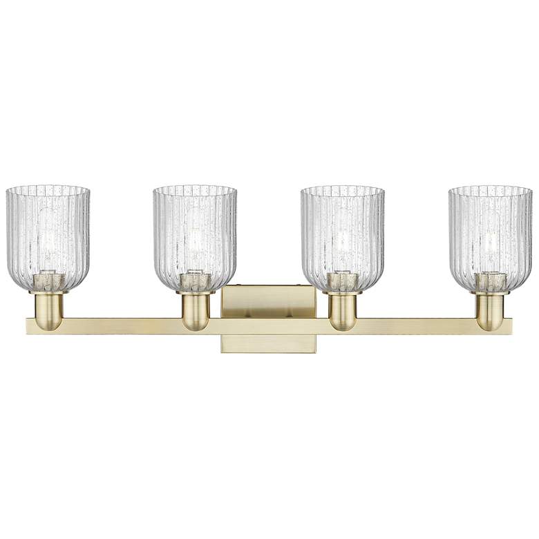Image 2 Bridal Veil 32"W 4 Light Antique Brass Bath Light With Seedy Shade more views