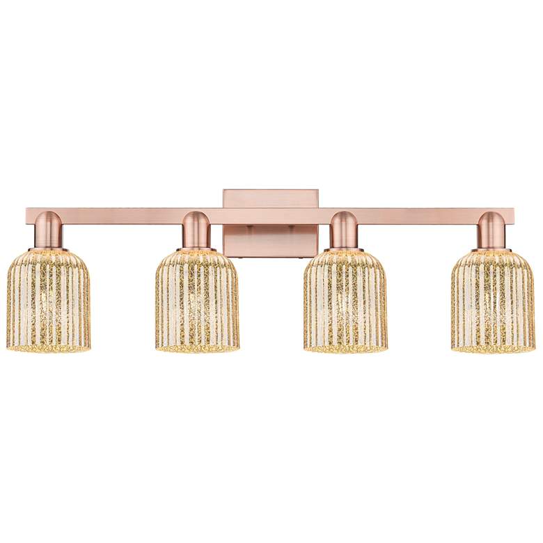 Image 1 Bridal Veil 32"W 4 Light Antique Copper Bath Light With Mercury Shade