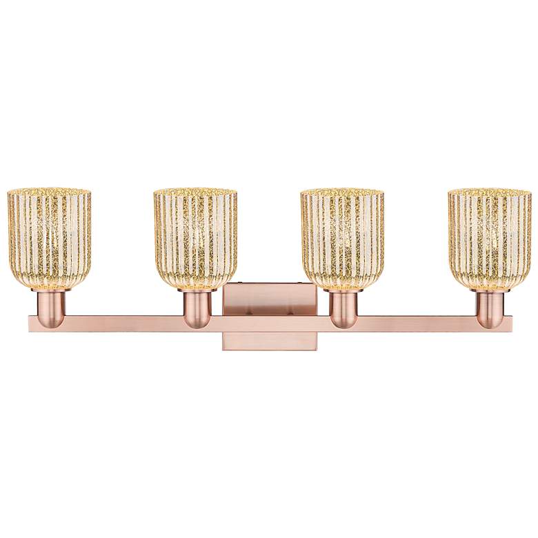 Image 2 Bridal Veil 32"W 4 Light Antique Copper Bath Light With Mercury Shade more views