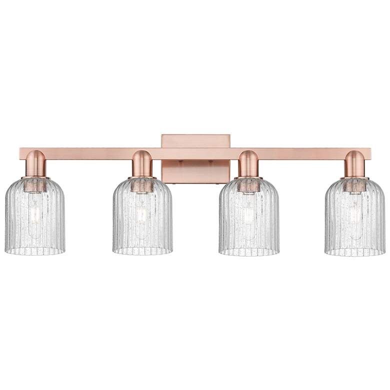 Image 1 Bridal Veil 32"W 4 Light Antique Copper Bath Light With Seedy Shade