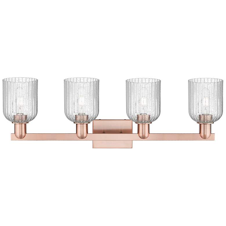 Image 2 Bridal Veil 32"W 4 Light Antique Copper Bath Light With Seedy Shade more views