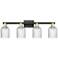 Bridal Veil 32"W 4 Light Black Brass Bath Vanity Light w/ Seedy Shade