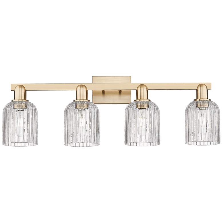 Image 1 Bridal Veil 32"W 4 Light Champagne Bronze Bath Light With Clear Shade