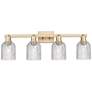 1_Bridal Veil 32"W 4 Light Champagne Bronze Bath Light With Clear Shade