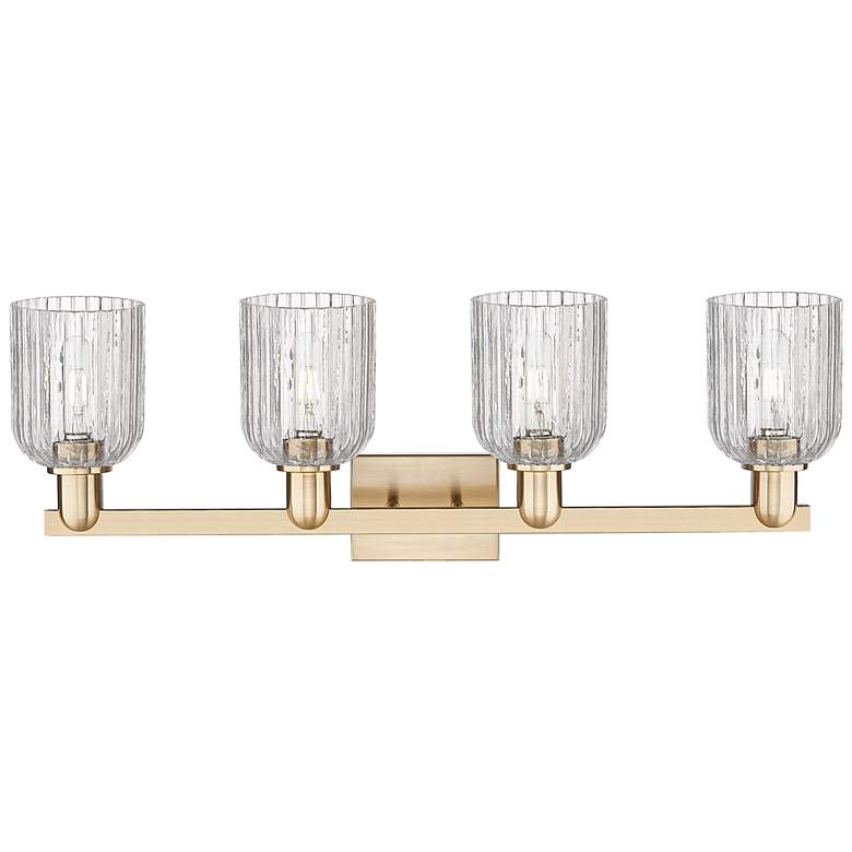Image 2 Bridal Veil 32"W 4 Light Champagne Bronze Bath Light With Clear Shade more views