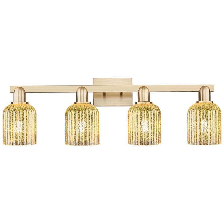 Image 1 Bridal Veil 32"W 4 Light Champagne Bronze Bath Light With Mercury Shade