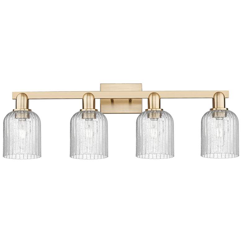 Image 1 Bridal Veil 32"W 4 Light Champagne Bronze Bath Light With Seedy Shade
