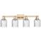 Bridal Veil 32"W 4 Light Champagne Bronze Bath Light With Seedy Shade