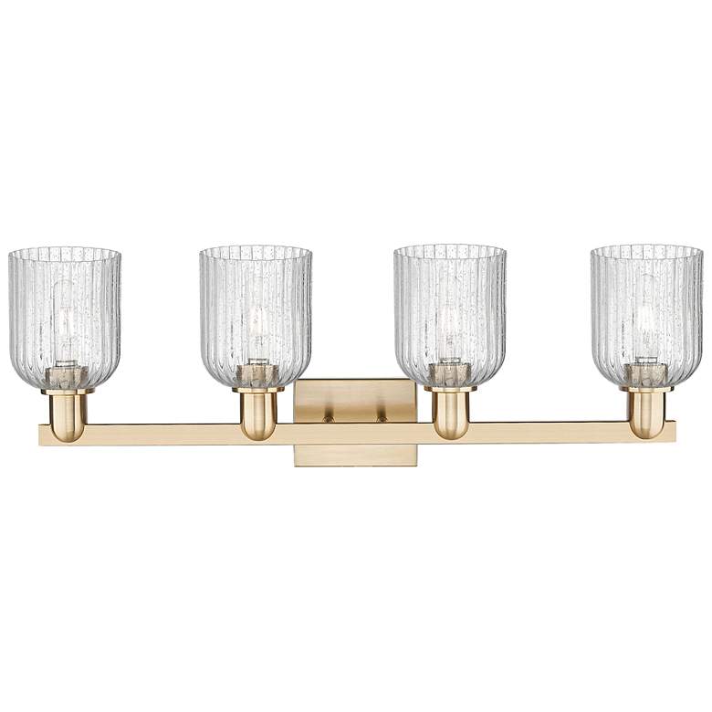Image 2 Bridal Veil 32"W 4 Light Champagne Bronze Bath Light With Seedy Shade more views