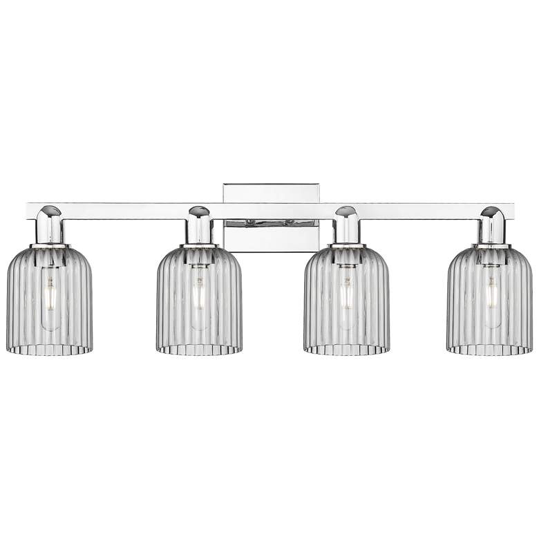 Image 1 Bridal Veil 32"W 4 Light Chrome Bath Light With Light Smoke Shade