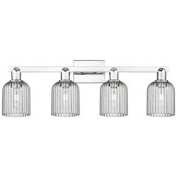Bridal Veil 32"W 4 Light Chrome Bath Light With Light Smoke Shade