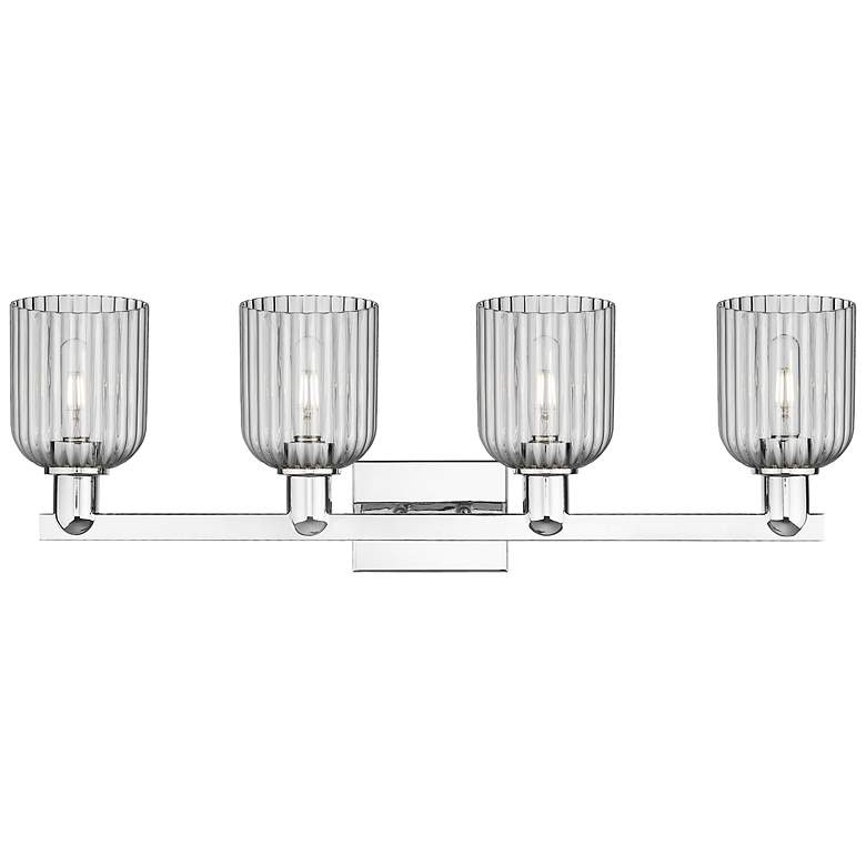 Image 2 Bridal Veil 32"W 4 Light Chrome Bath Light With Light Smoke Shade more views