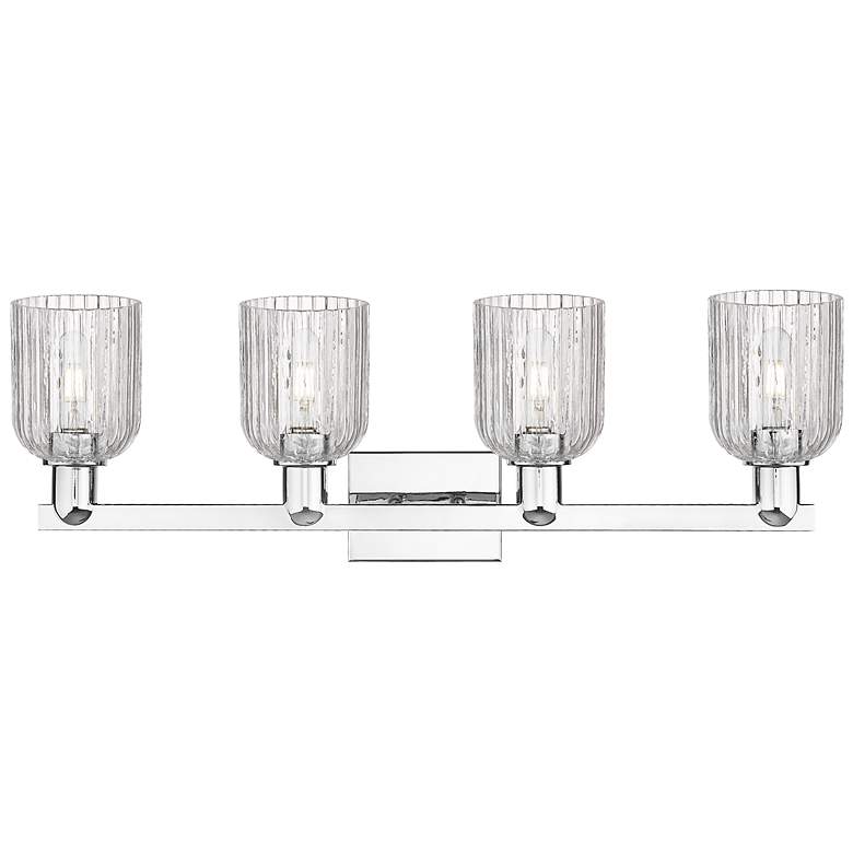 Image 2 Bridal Veil 32"W 4 Light Chrome Bath Vanity Light With Clear Shade more views