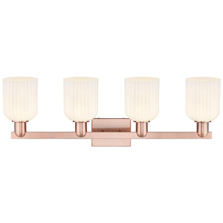 Image 2 Bridal Veil 32"W 4 Light Copper Bath Light With Gloss White Shade more views