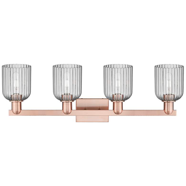 Image 2 Bridal Veil 32"W 4 Light Copper Bath Light With Light Smoke Shade more views