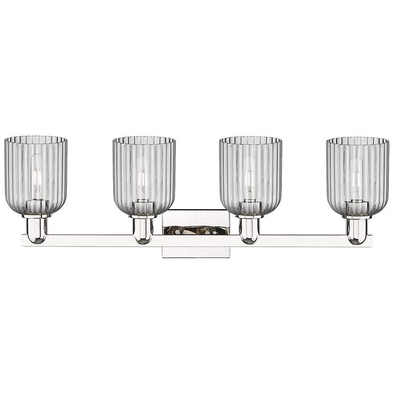 Image 2 Bridal Veil 32"W 4 Light Nickel Bath Light w/ Light Smoke Shade more views