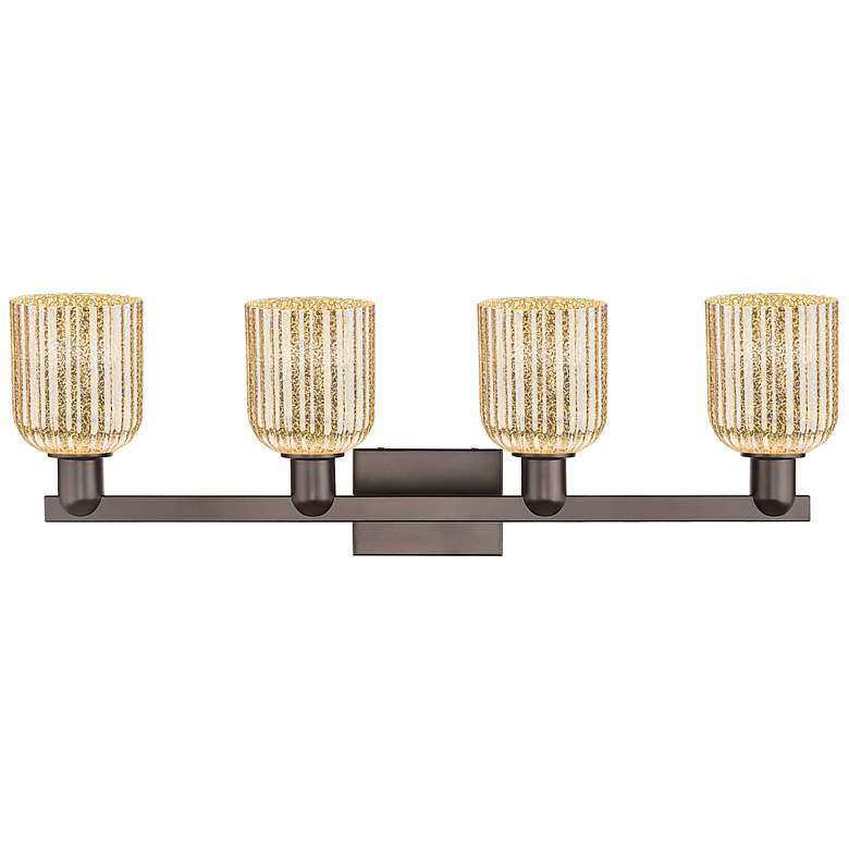 Image 2 Bridal Veil 32"W 4 Light Oil Rubbed Bronze Bath Light w/ Mercury Shade more views