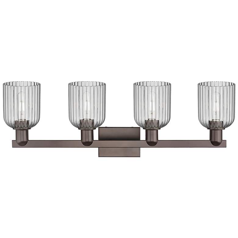 Image 2 Bridal Veil 32"W 4 Light Oil Rubbed Bronze Bath Light w/ Smoke Shade more views