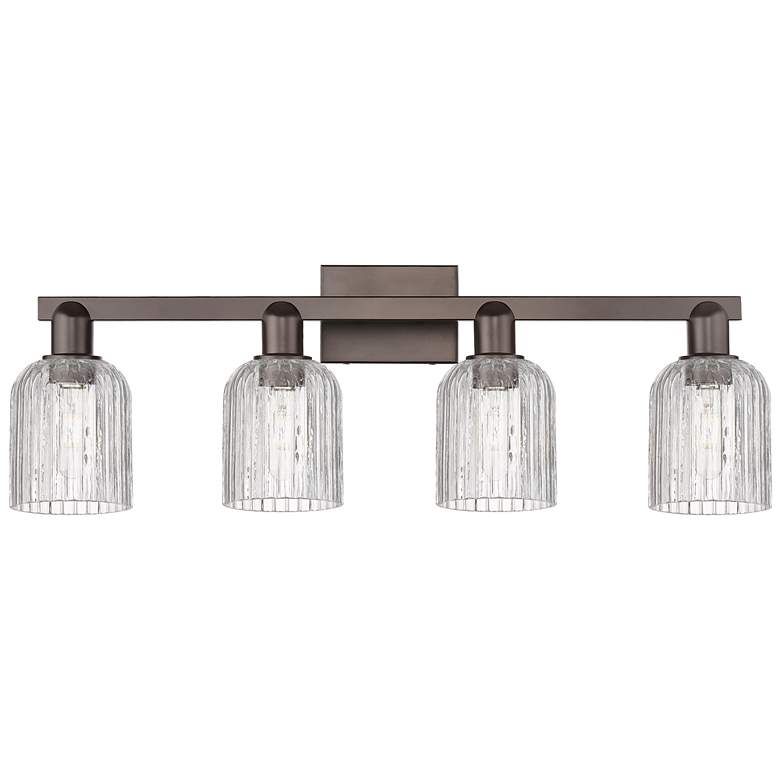 Image 1 Bridal Veil 32"W 4 Light Oil Rubbed Bronze Bath Light With Clear Shade