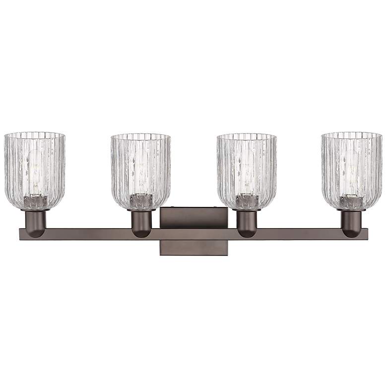 Image 2 Bridal Veil 32"W 4 Light Oil Rubbed Bronze Bath Light With Clear Shade more views