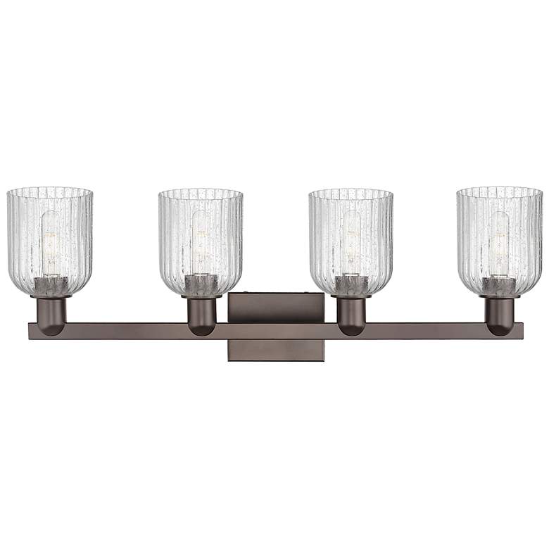 Image 2 Bridal Veil 32"W 4 Light Oil Rubbed Bronze Bath Light With Seedy Shade more views