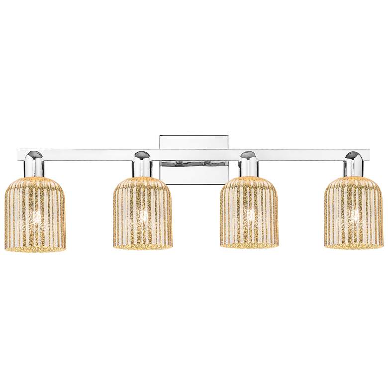 Image 1 Bridal Veil 32"W 4 Light Polished Chrome Bath Light With Mercury Shade