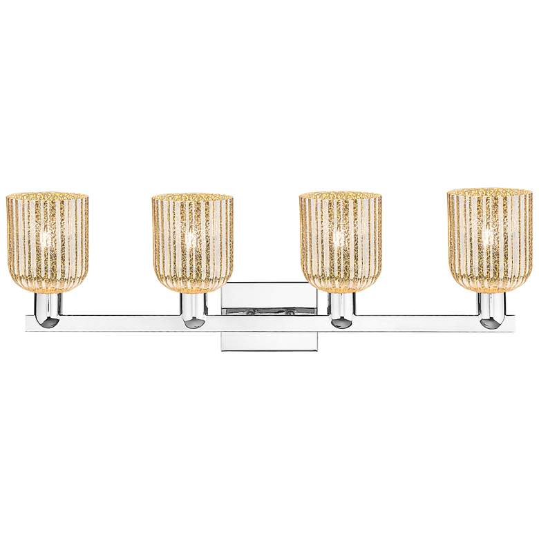 Image 2 Bridal Veil 32"W 4 Light Polished Chrome Bath Light With Mercury Shade more views