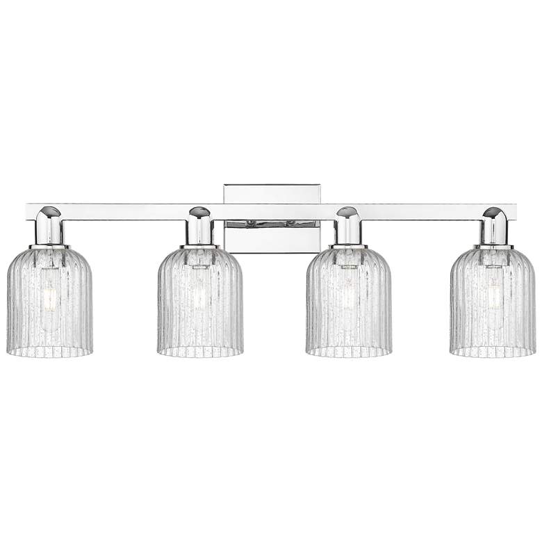 Image 1 Bridal Veil 32"W 4 Light Polished Chrome Bath Light With Seedy Shade