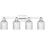 1_Bridal Veil 32"W 4 Light Polished Chrome Bath Light With Seedy Shade