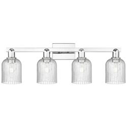 Bridal Veil 32"W 4 Light Polished Chrome Bath Light With Seedy Shade