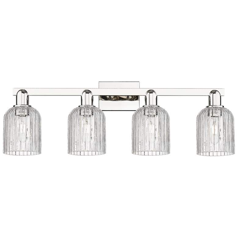 Image 1 Bridal Veil 32"W 4 Light Polished Nickel Bath Light With Clear Shade