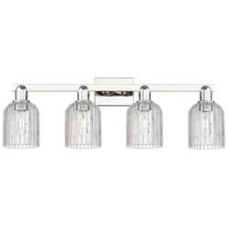 Bridal Veil 32"W 4 Light Polished Nickel Bath Light With Clear Shade