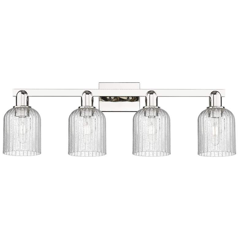 Image 1 Bridal Veil 32"W 4 Light Polished Nickel Bath Light With Seedy Shade