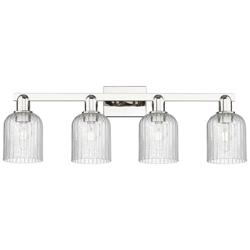 Bridal Veil 32"W 4 Light Polished Nickel Bath Light With Seedy Shade