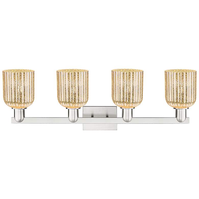 Image 2 Bridal Veil 32"W 4 Light Satin Nickel Bath Light w/ Mercury Shade more views