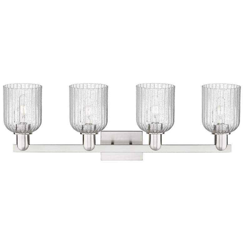 Image 2 Bridal Veil 32"W 4 Light Satin Nickel Bath Light w/ Seedy Shade more views